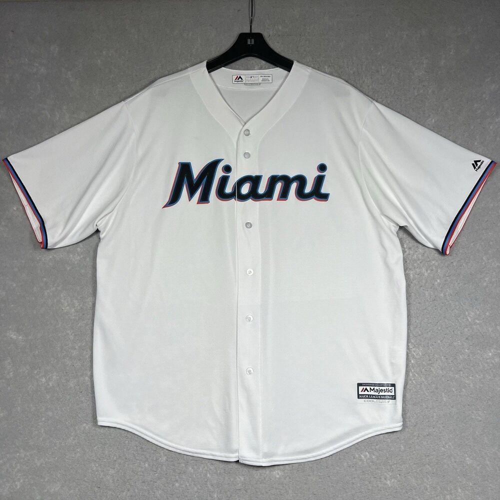 MLB Miami Marlins Authentic On Field Flex Base Jersey - Home White Men’s XXL 2XL